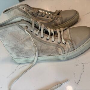 Gucci Beige GG Monogram High Top Sneakers